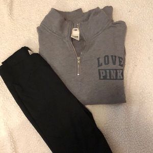 VS Pink leggings and half zip